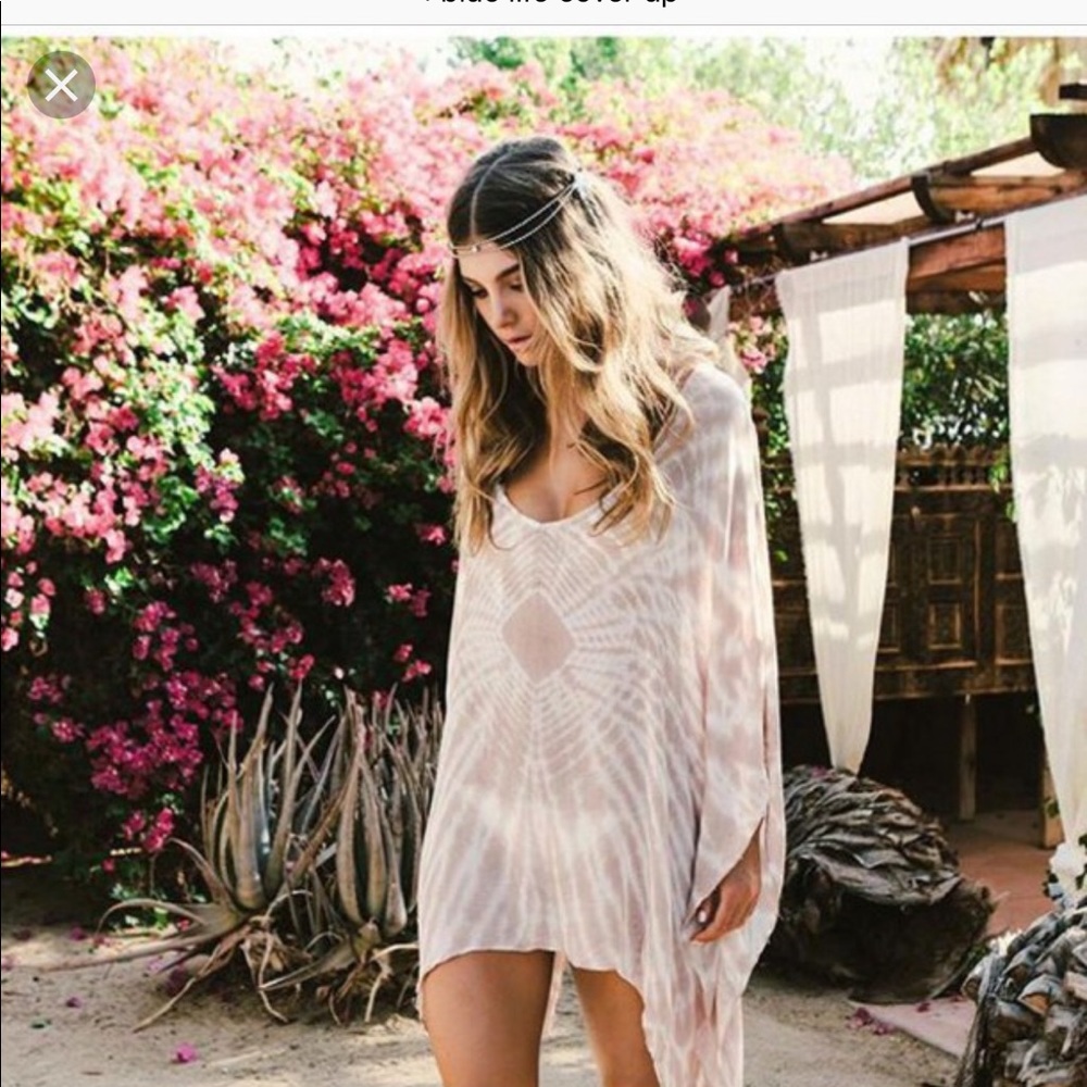 Blue life v neck cape cool cover up